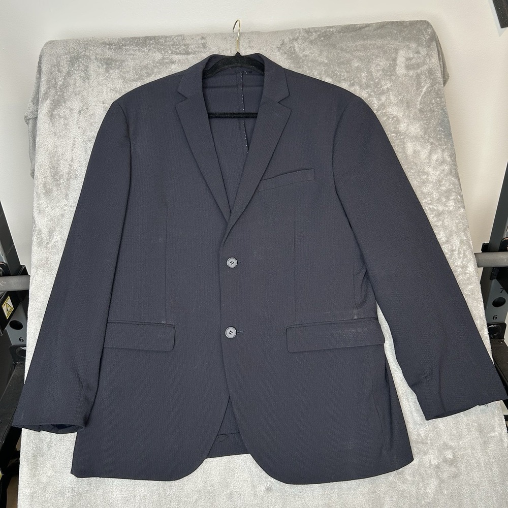 Navy Blue Suit Jacket H&M Slim Fit 2 Button Blazer Men's Size 44R Sports Jacket